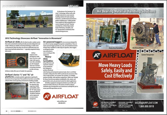 Airfloat spread in the December 2012 Machine Design